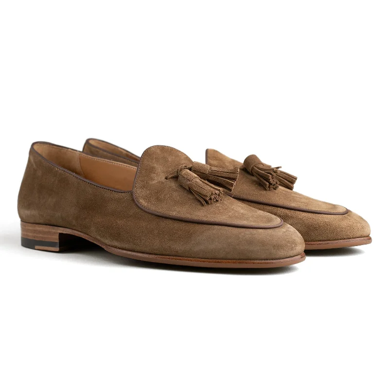 Belgian Tassel Loafer - Walnut Suede