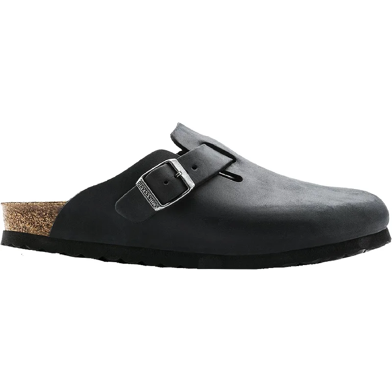 Unisex Birkenstock Boston Black Oiled Leather