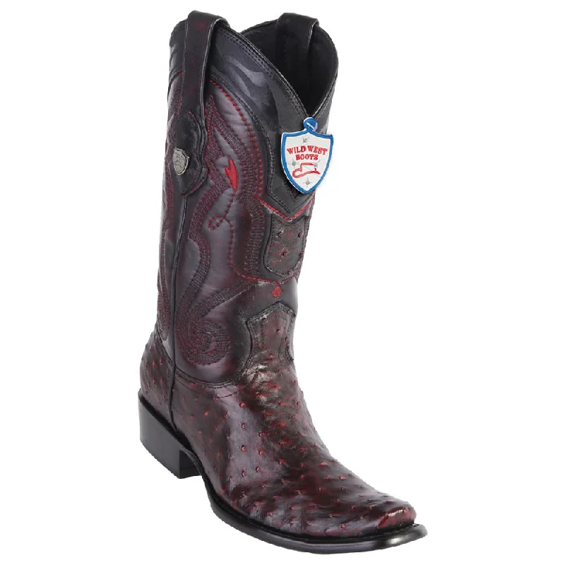 Trendy Hiking Sandals For Women West Boots #2790318 Men's | Color Blackcherry | Men's Wild West Full Quill Ostrich Boots Dubai Toe Handcrafted
