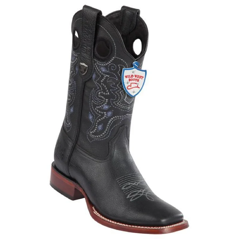 Wild West 28242705 Men's | Color Black | Men's Wild West Boots Genuine Leather Square Toe Handcrafted