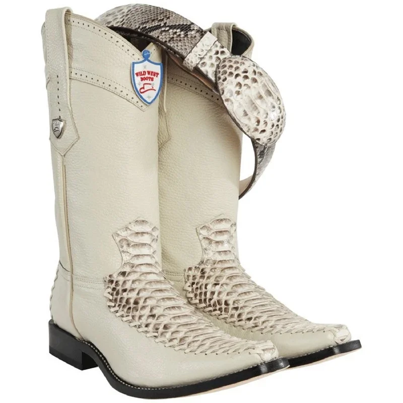 Wild West Boots #278t5749 Men's | Color Natural | Men's Wild West Python Snakeskin With Deer Boots Handcrafted