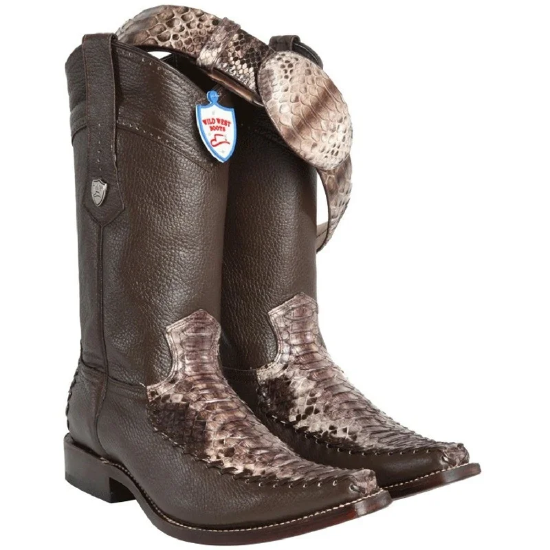 Wild West Boots #278t5785 Men's | Color Brown | Men's Wild West Python Snakeskin With Deer Boots Handcrafted