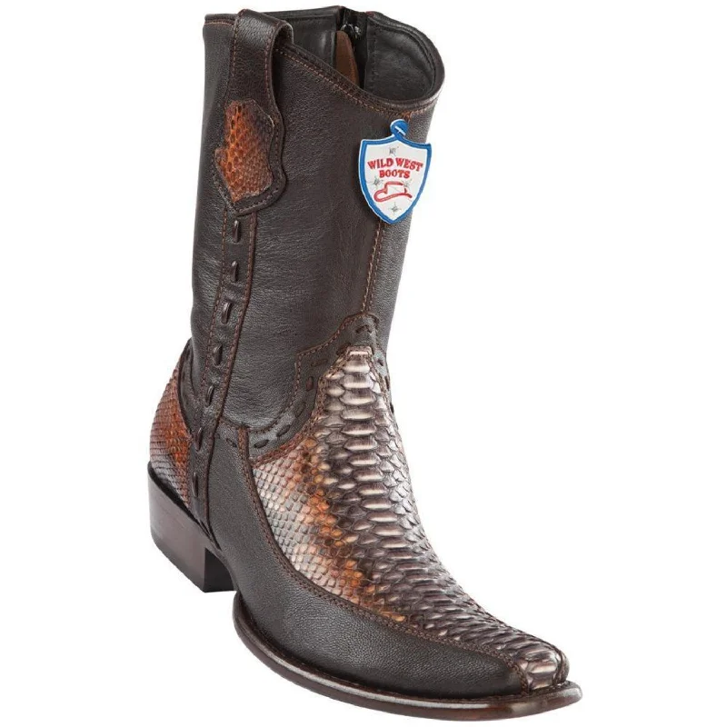 Wild West Boots #279BF5788 Men's | Color Rustric Cognac | Men’s Wild West Python With Deer Boots Dubai Toe Handcrafted