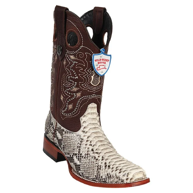 Wild West Boots #28185749 Men's | Color Natural | Men's Wild West Python Square Toe Boots Handcrafted