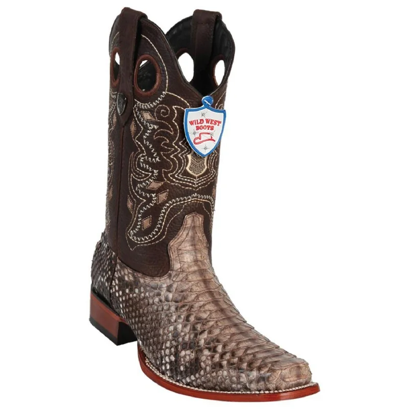 Wild West Boots #28185785 Men's | Color Rustic Brown | Men's Wild West Python Square Toe Boots Handcrafted