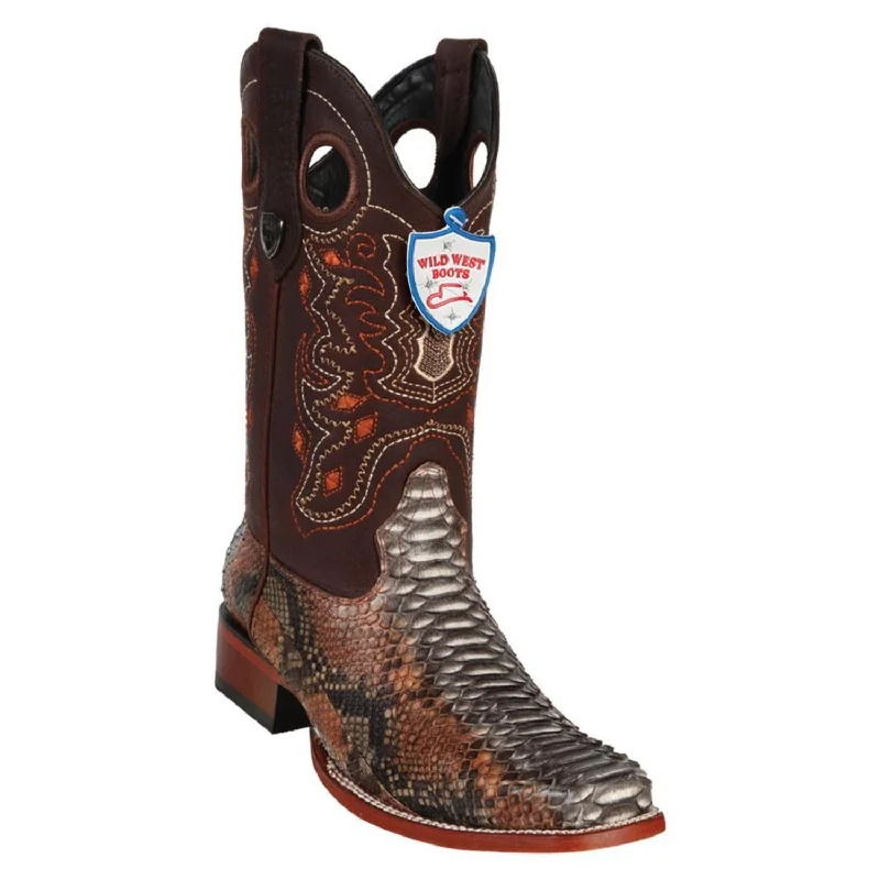 Wild West Boots #28185788 Men's | Color Rustic Cognac | Men's Wild West Python Square Toe Boots Handcrafted