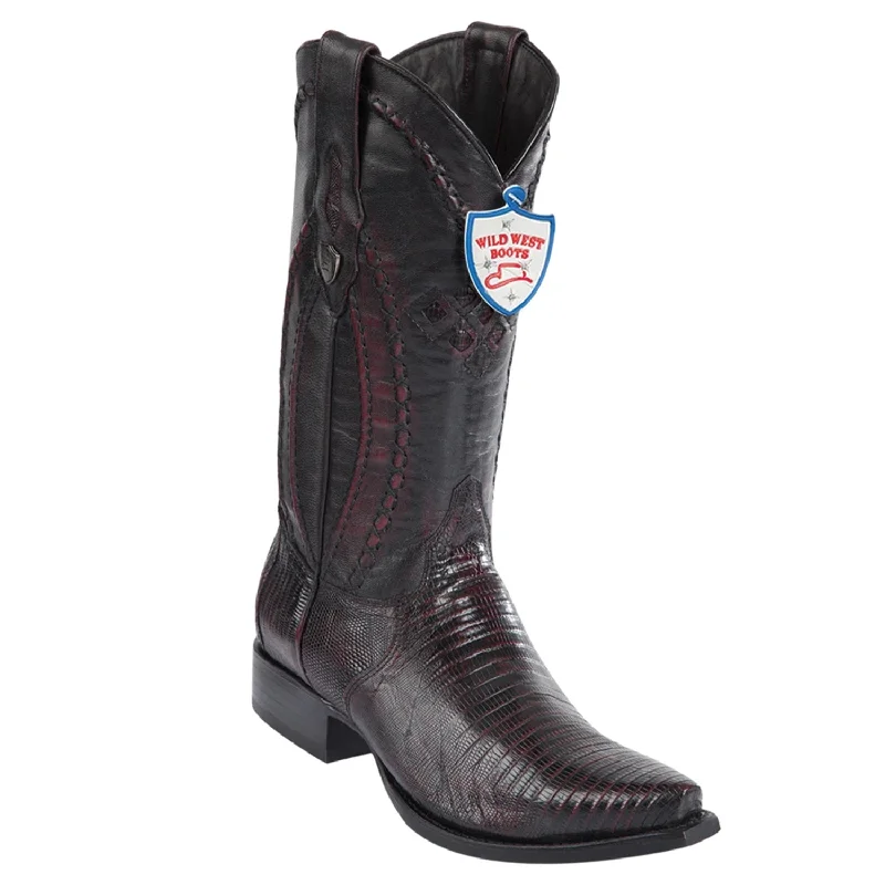 Wild West Boots #2940718 Men's | Color Black Cherry | Men's Wild West Teju Lizard Boots Snip Toe Handcrafted