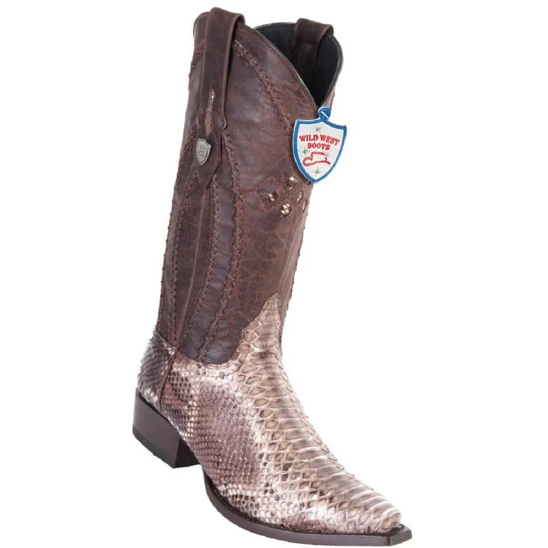 Wild West Boots #2945785 Men's | Color Rustic Brown | Men's Wild West Python Snip Toe Boots Handcrafted