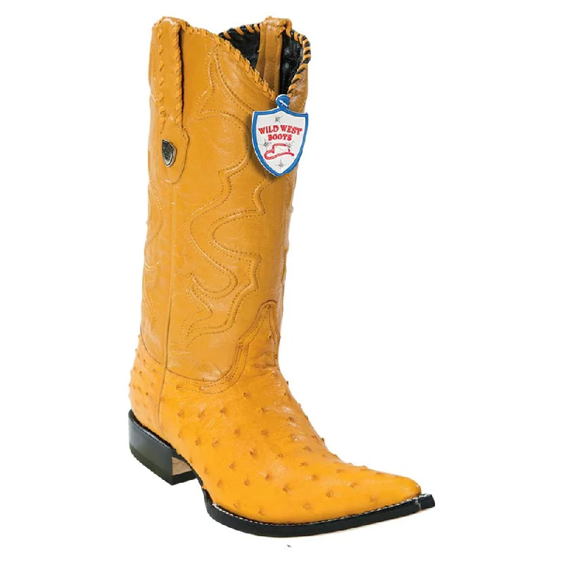 Casual Hiking Footwear Wild West Boots #2950302 Men's | Color Buttercup | Men's Wild West Full Quill Ostrich 3x Toe Boots Handcrafted