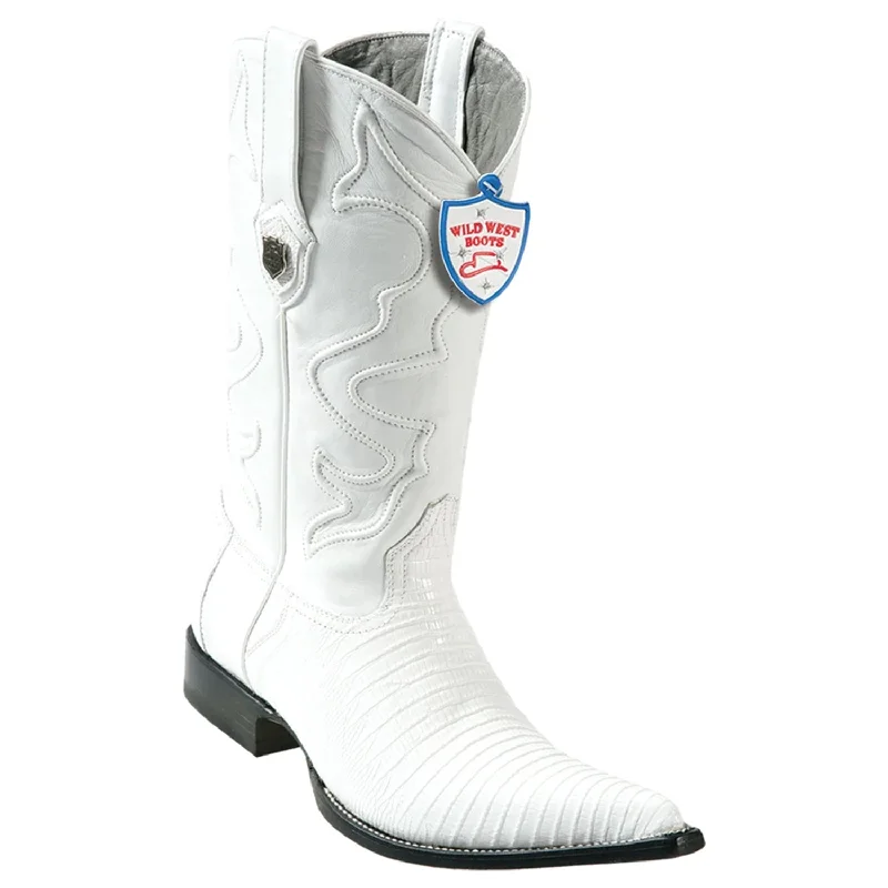 Wild West Boots #2950728 Men's | Color White | Men's Wild West Teju Lizard 3x Toe Boots Handcrafted