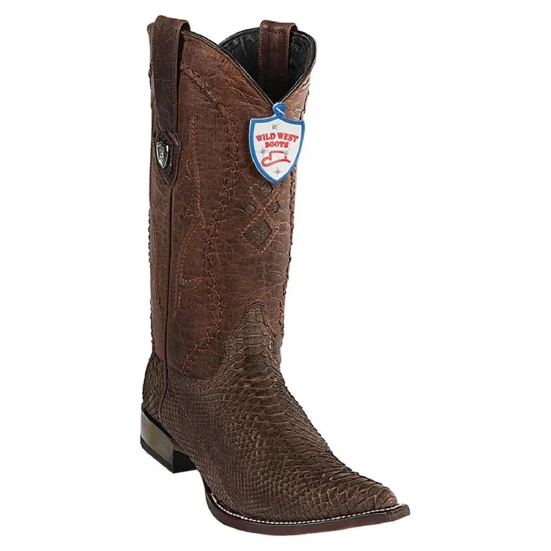 Wild West Boots #295N5707 Men's | Color Saded Brown  | Men's Wild West Python 3x Toe Boots Handcrafted