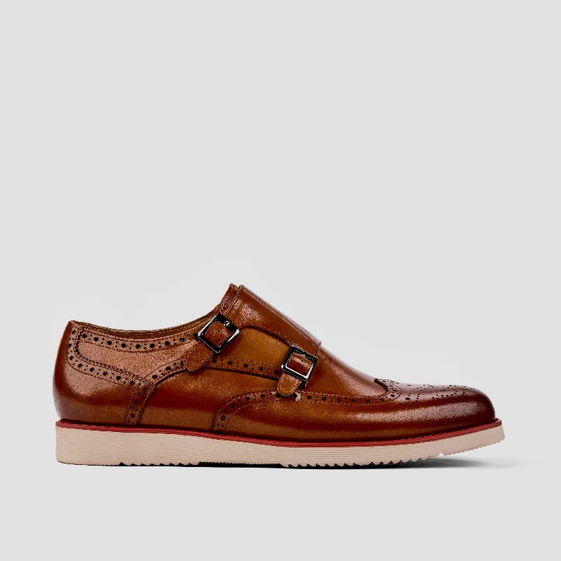 Palmer Cognac Leather Monk Strap Sneakers